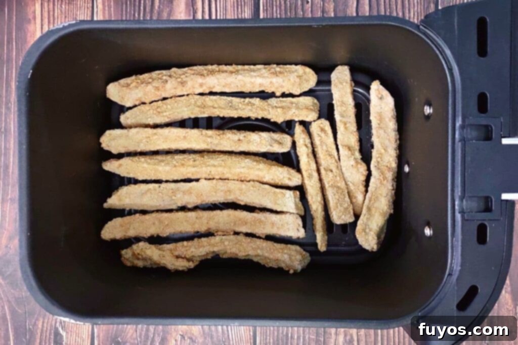 eggplant fries in air fryer basket