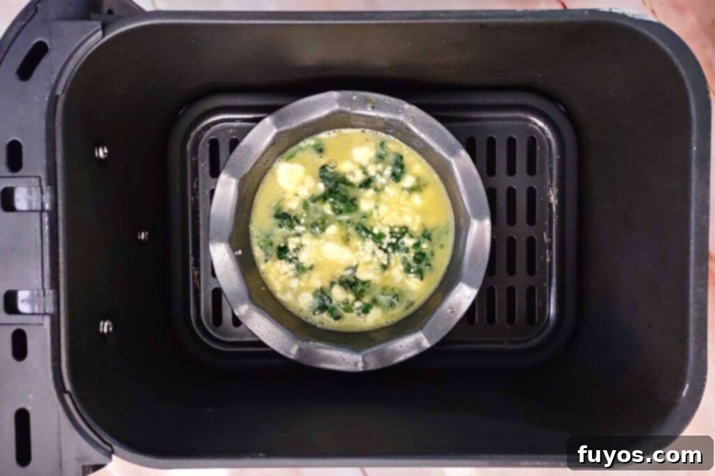 place mini quiche in air fryer basket