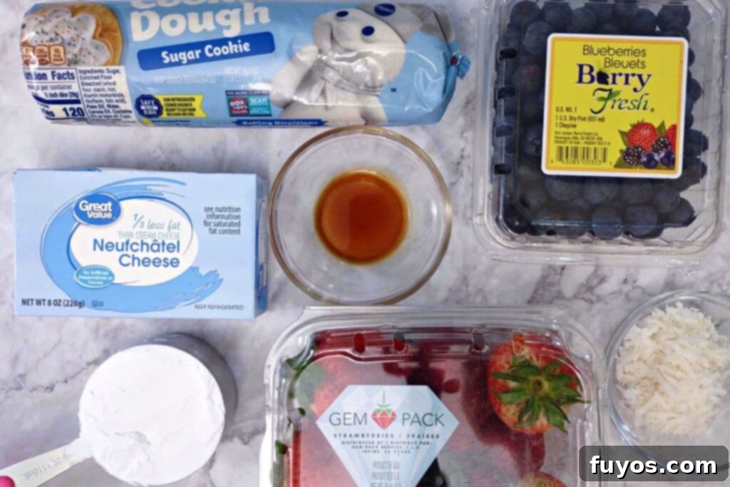 ingredients to make air fryer sugar cookie fruit pizza