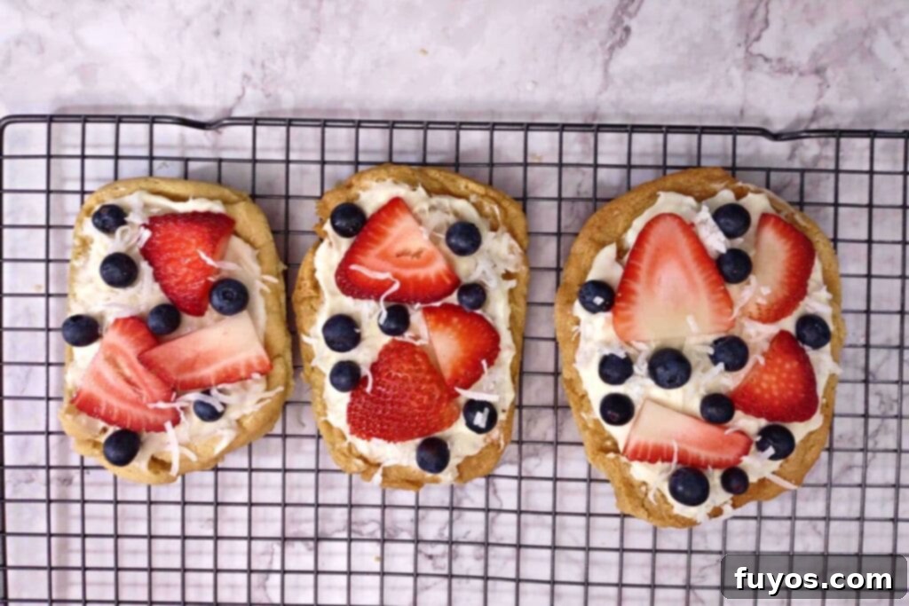 add fruit like blueberries and strawberries on top