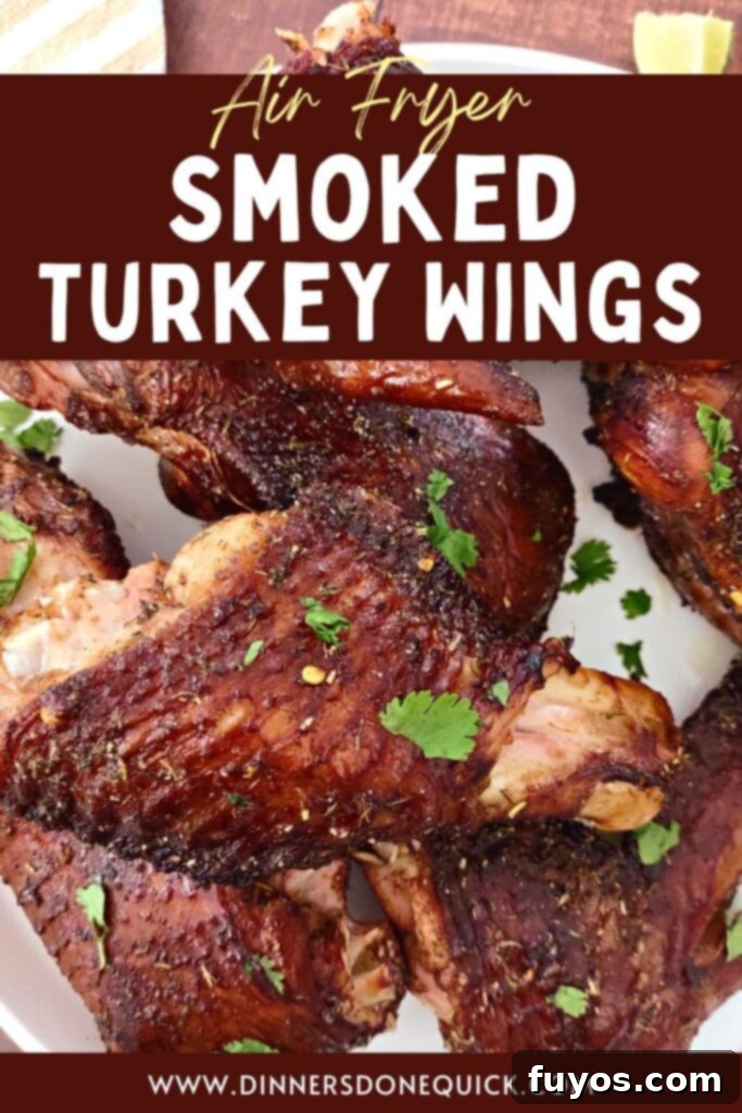 air fryer smoked turkey wings recipe for Pinterest sharing
