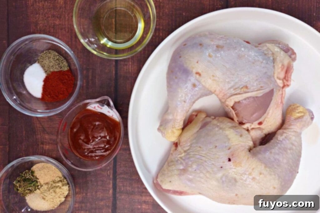 Deliciously Fast Air Fryer BBQ Chicken Leg Quarters 4 ingredients to make air fryer bbq chicken leg quarters