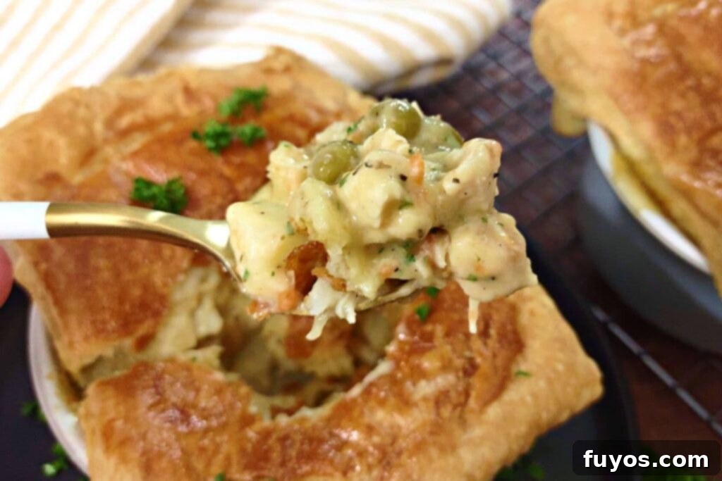 Air Fryer Chicken Pot Pie Forget the Oven 3 spoonful of air fryer chicken pot pie made from scratch