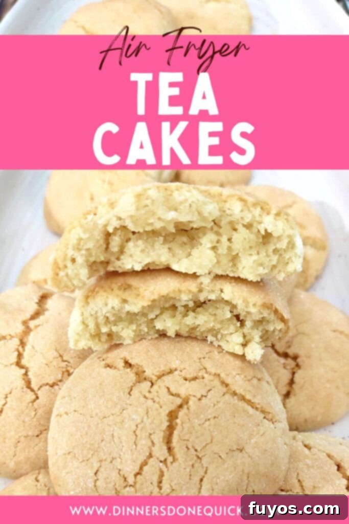 Southern Comfort Tea Cakes Air Fried 16 Air fryer tea cakes recipe image optimized for Pinterest shares.