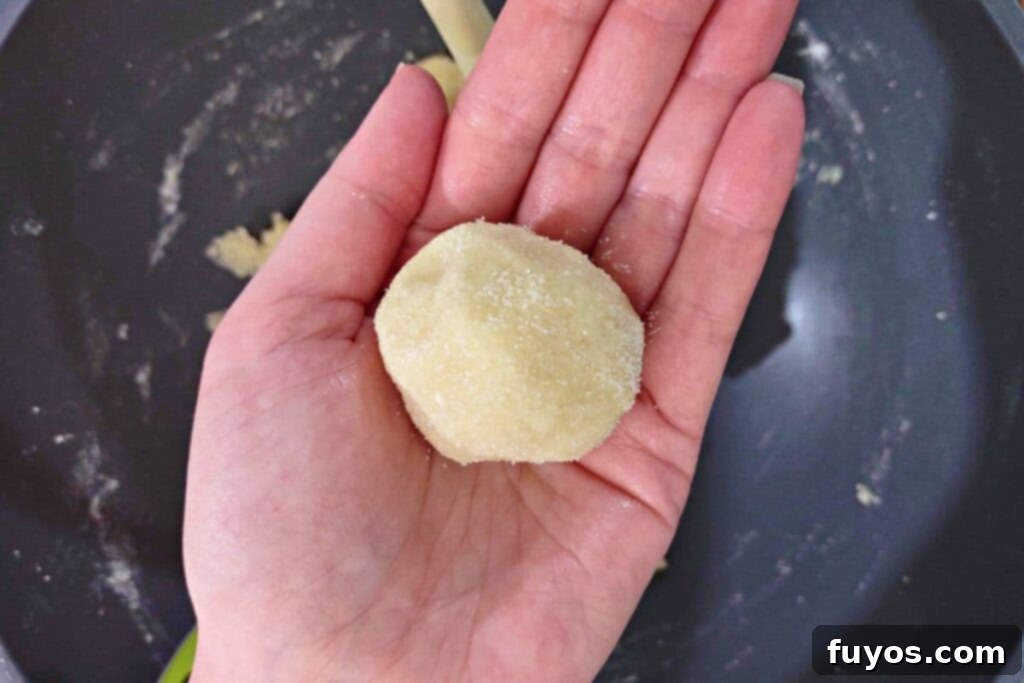 Southern Comfort Tea Cakes Air Fried 9 Forming a tea cake dough ball by hand.