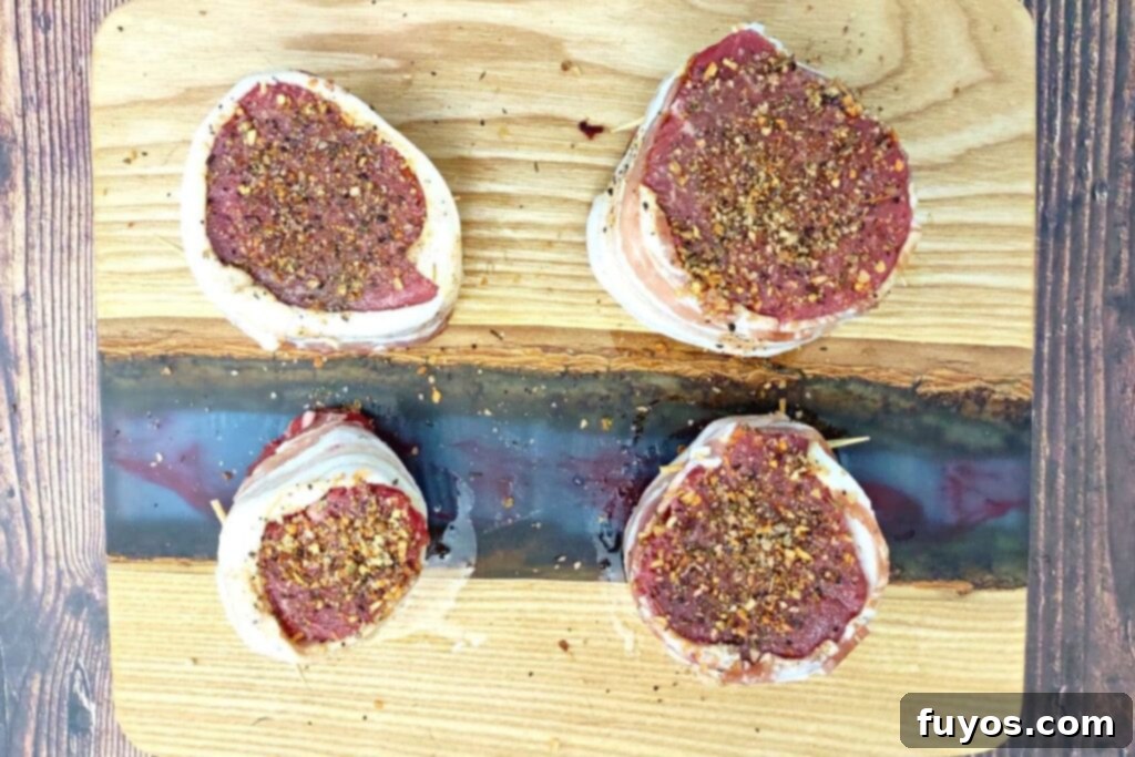 add seasoning to the top of the filet