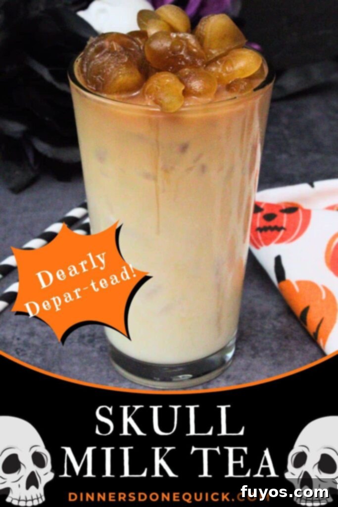 Halloween's Dearly Depar-tead Brown Sugar Skull Milk Tea 13 dearly depar-tead skull milk tea recipe dinners done quick pinterest