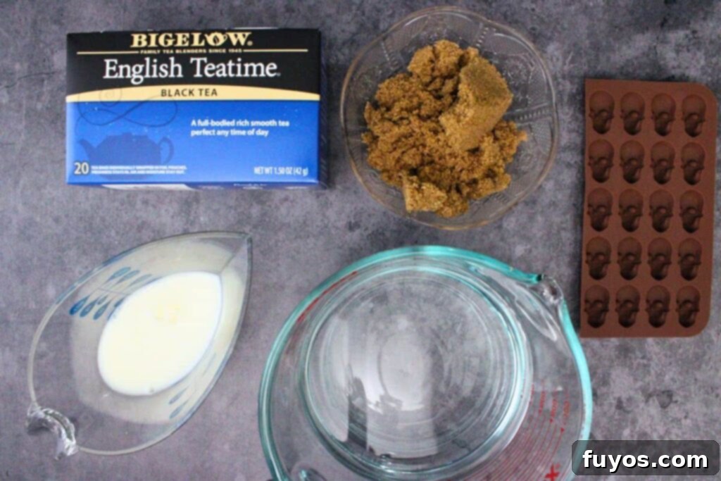 Halloween's Dearly Depar-tead Brown Sugar Skull Milk Tea 4 ingredients to make dearly depar-tead skull milk tea