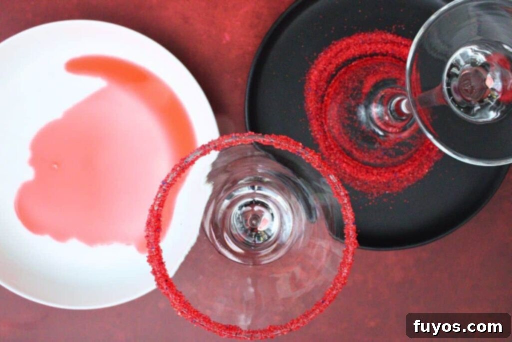 Crimson Fang Nectar 5 rim vampire kiss glass with red sugar