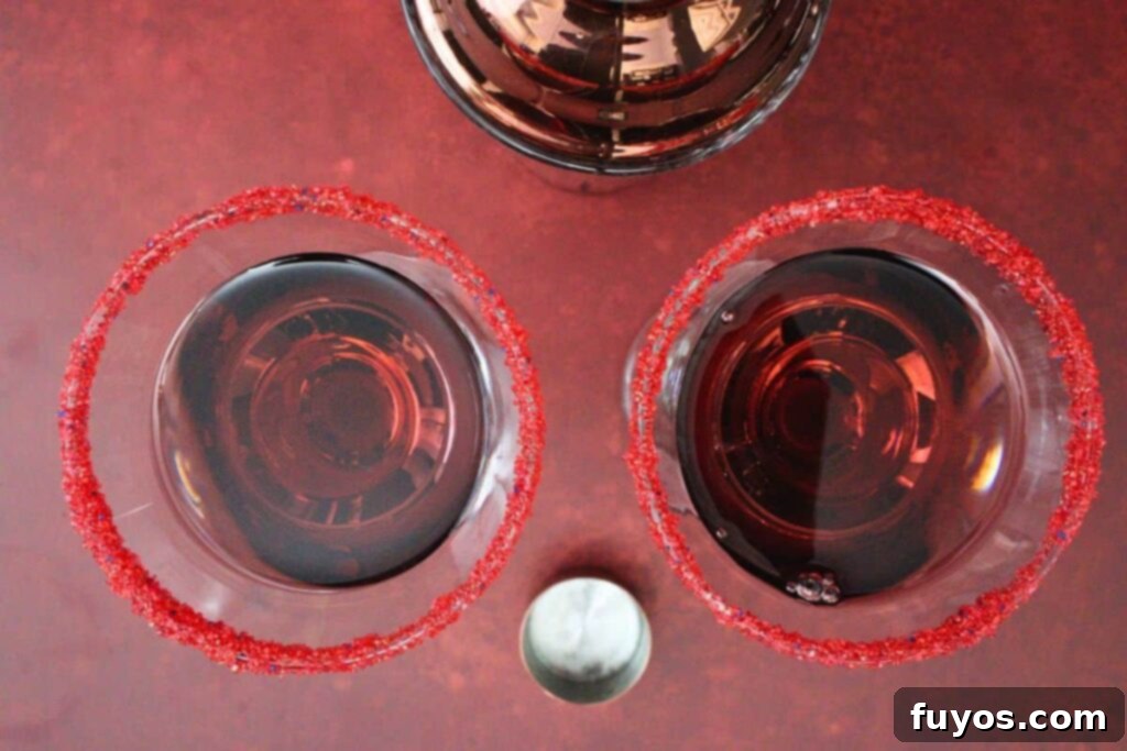 Crimson Fang Nectar 7 shake and strain vampire kiss into prepared glass