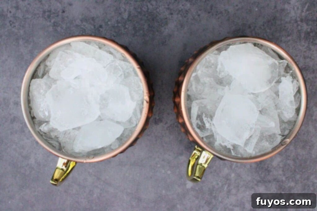 Cranberry Moscow Mule: Fall & Holiday's Signature Sip 5 fill cranberry moscow mule mug with crushed ice