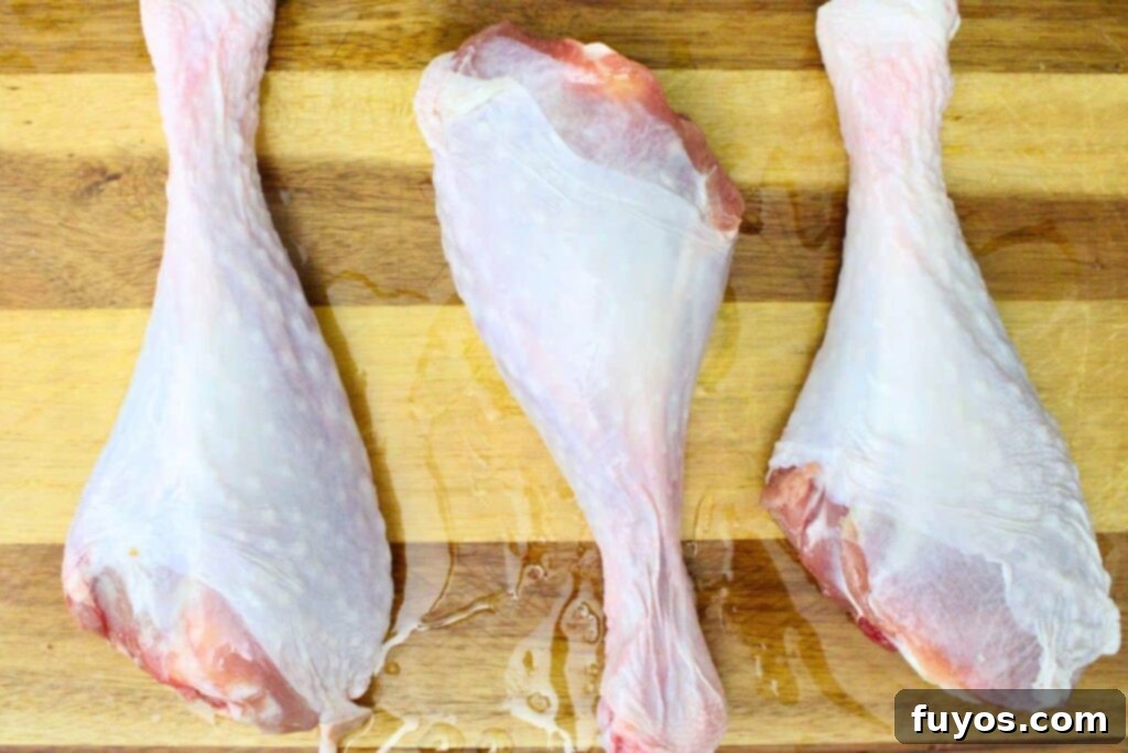 pat turkey legs dry then coat with oil