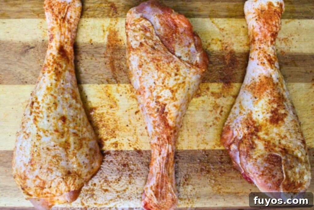 sprinkle bbq rub over turkey legs