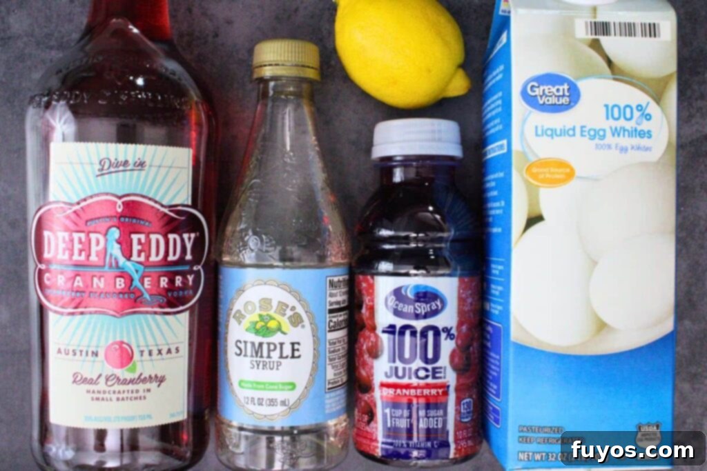 ingredients to make cranberry vodka sour