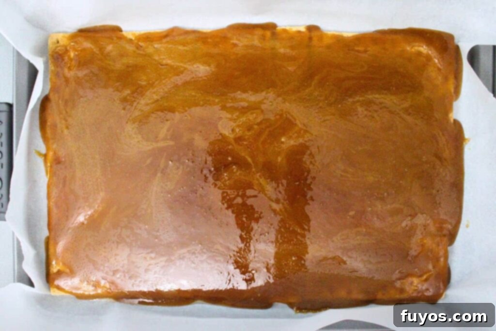 Easy Pecan Pie Toffee Bark 7 carefully pour molten sugar over graham crackers