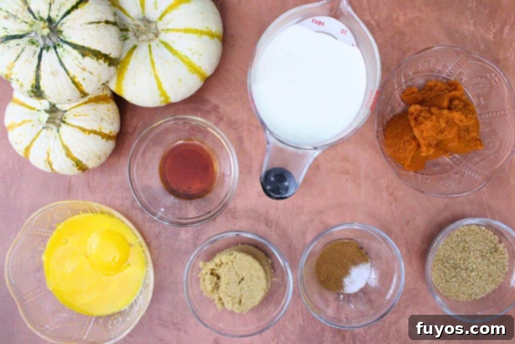 ingredients to make pumpkin creme brulee