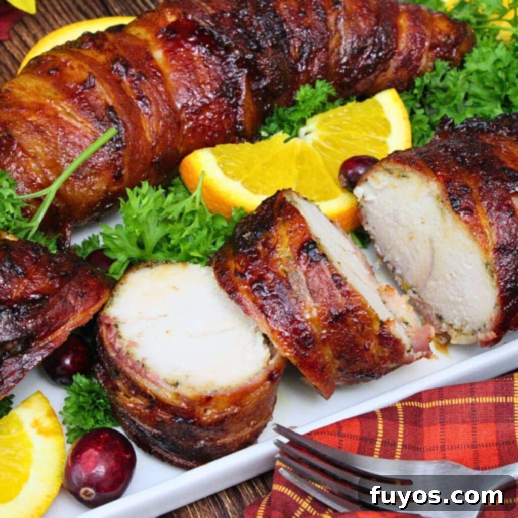 Easy Air Fryer BBQ Bacon Wrapped Turkey Tenderloin 2 bacon wrapped turkey tenderloin recipe dinners done quick featured image