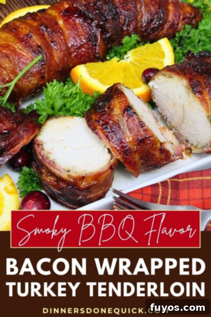 Easy Air Fryer BBQ Bacon Wrapped Turkey Tenderloin 12 bacon wrapped turkey tenderloin recipe dinners done quick pinterest
