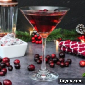 Easy Cranberry Martini with Vodka recipe card featured image