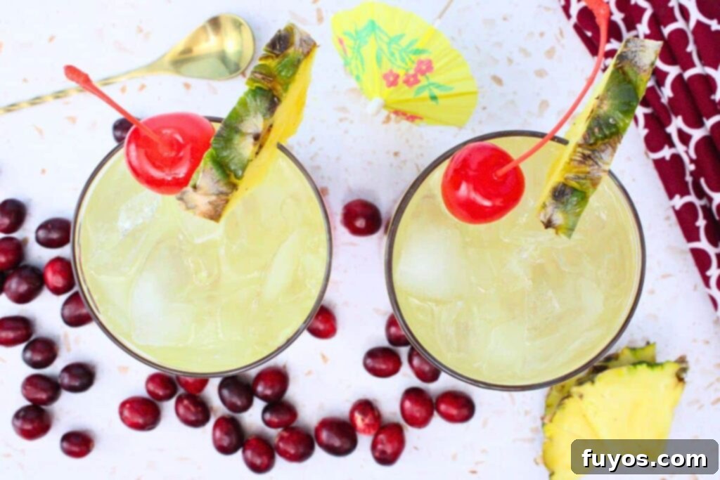 Finished Bay Breeze Cocktails with Garnishes