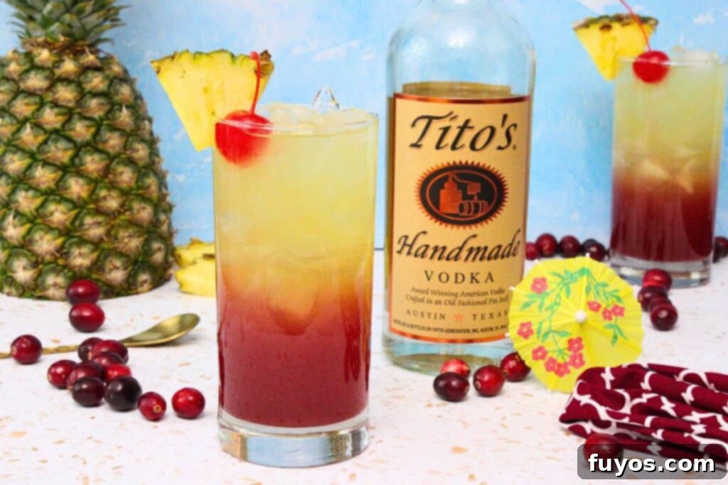 Bay Breeze Cocktail with Vodka Bottle