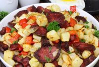Air Fryer Kielbasa Skillet with Veggies