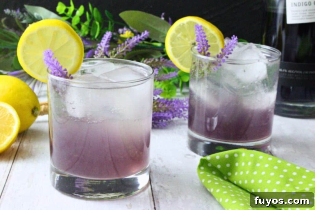 Two Lavender Gin Fizz Cocktails