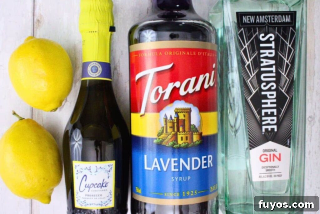 Lavender French 75: A Bubbly Spring Awakening 4 ingredients to make lavender french 75